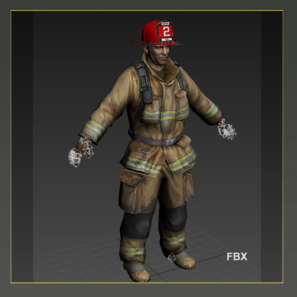 Firefighter of NY Rigged Character  Low-poly 3D model_10
