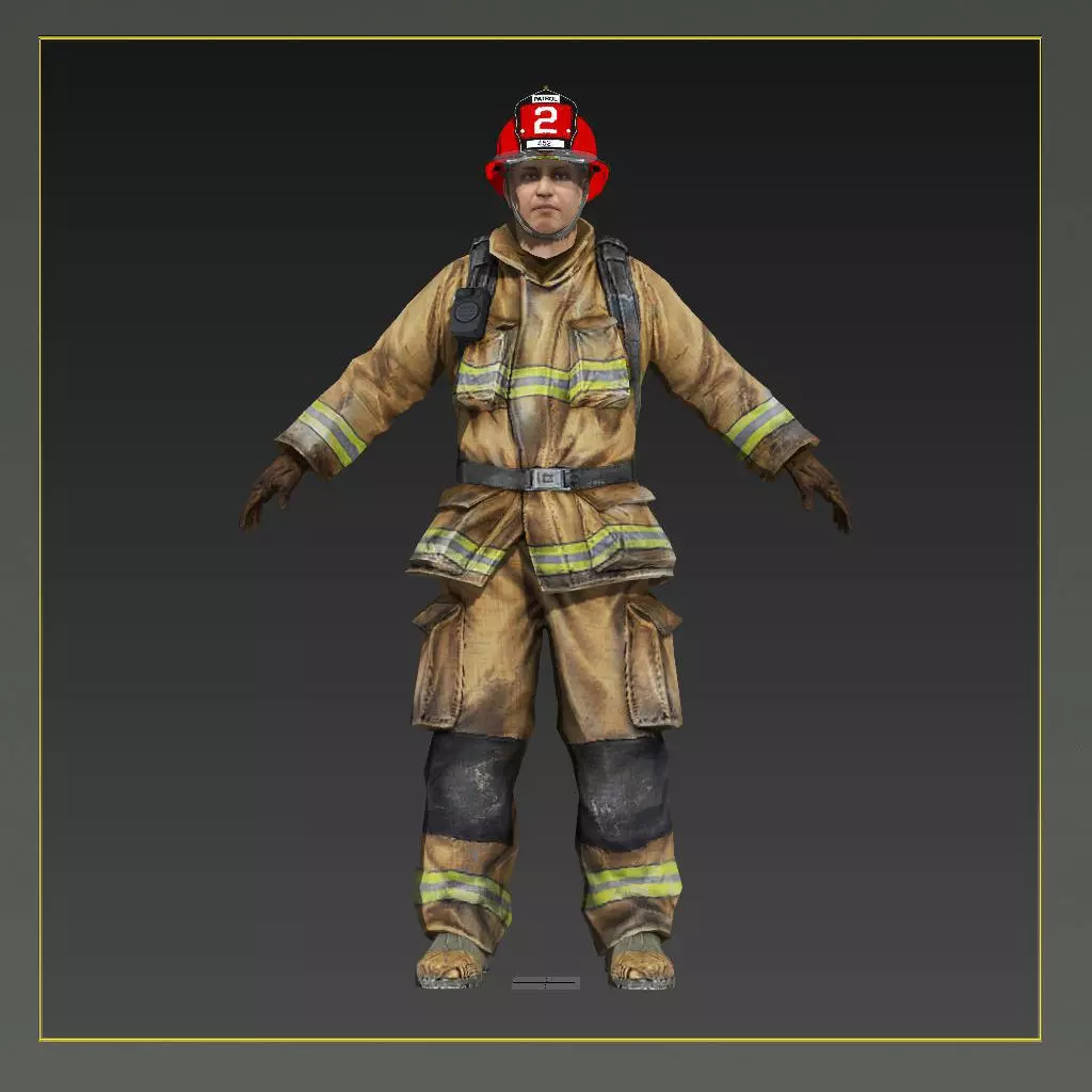 Firefighter of NY Rigged Character  Low-poly 3D model_0