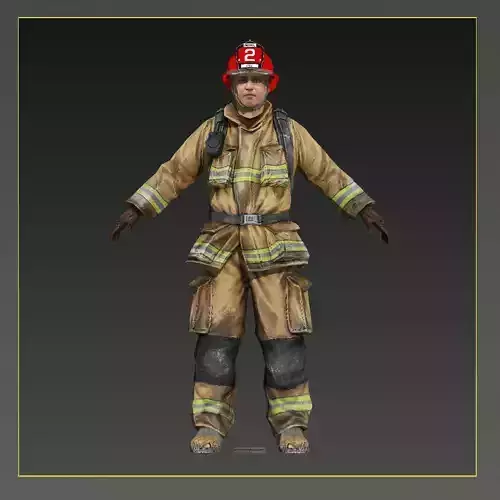 Firefighter of NY Rigged Character  Low-poly 3D model