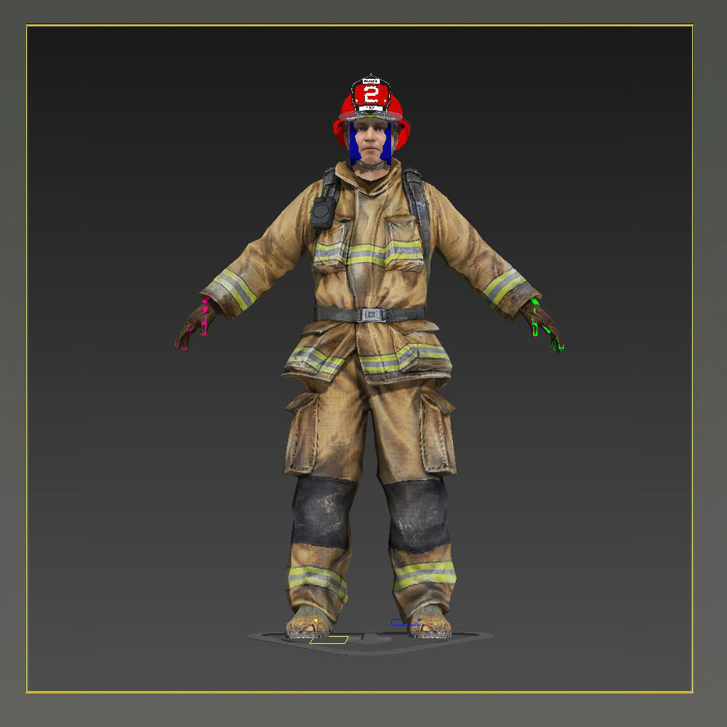 Firefighter of NY Rigged Character  Low-poly 3D model_3