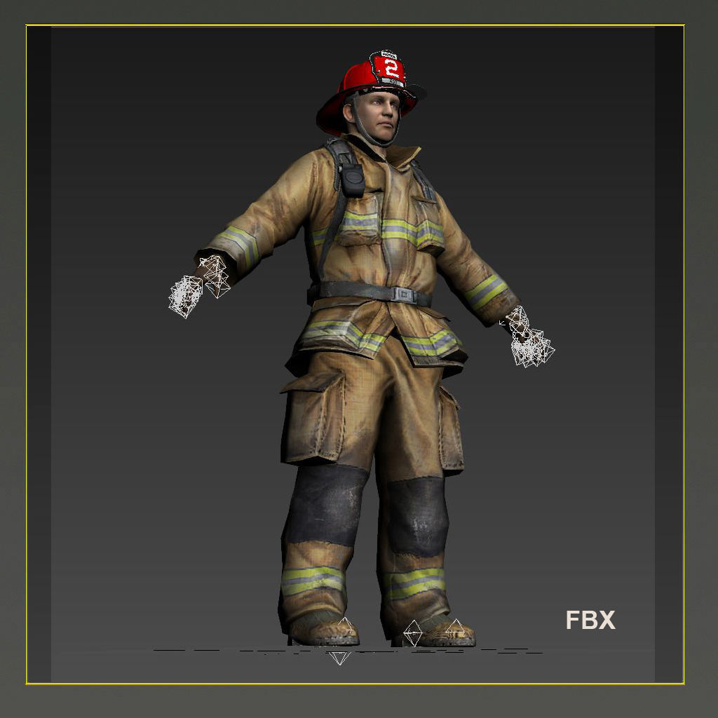 Firefighter of NY Rigged Character  Low-poly 3D model_8