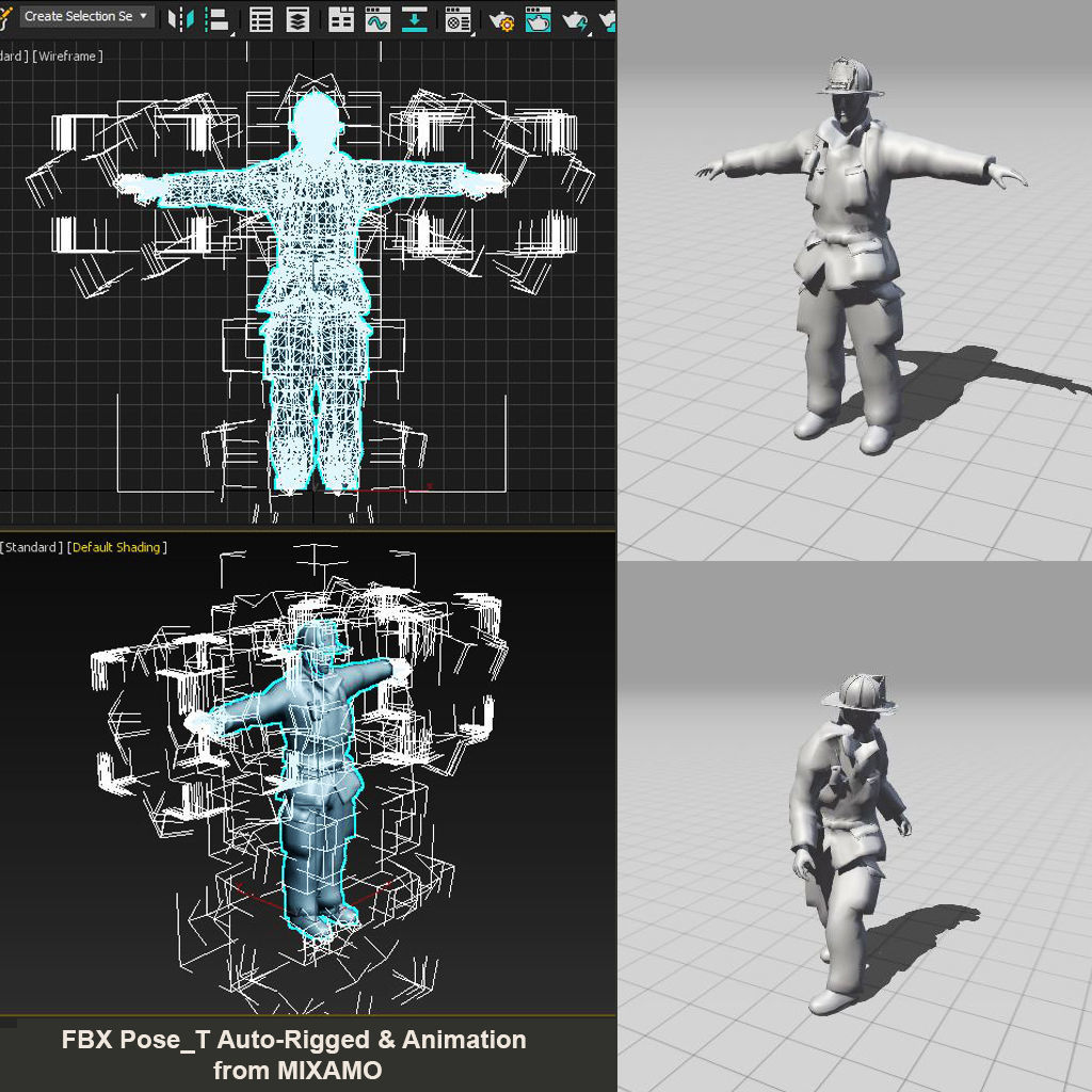 Firefighter of NY Rigged Character  Low-poly 3D model_12