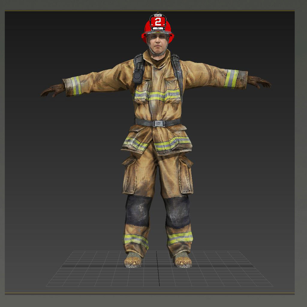 Firefighter of NY Rigged Character  Low-poly 3D model_11