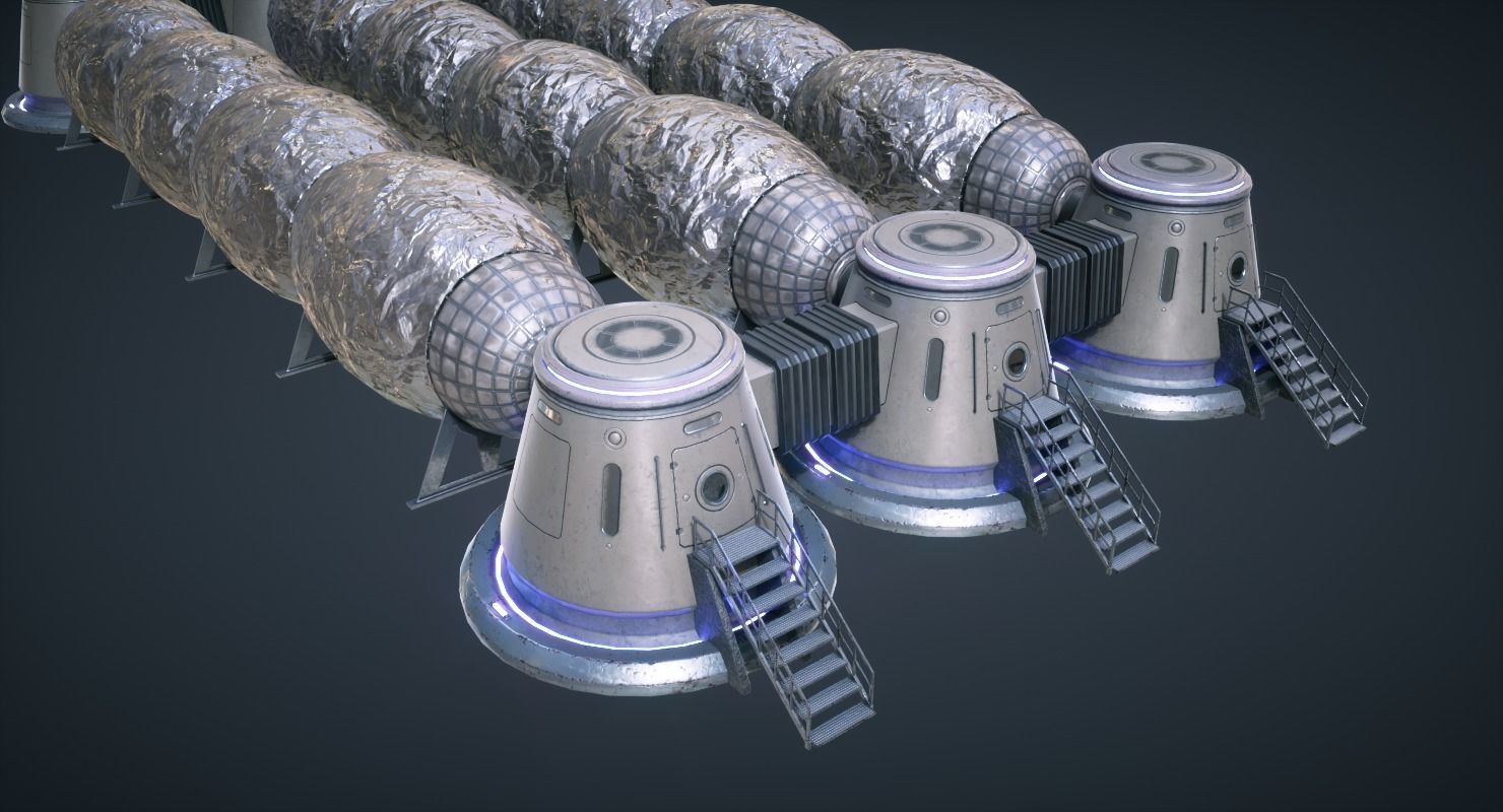 Mars Colony KitBash Pack Low-poly 3D model_14