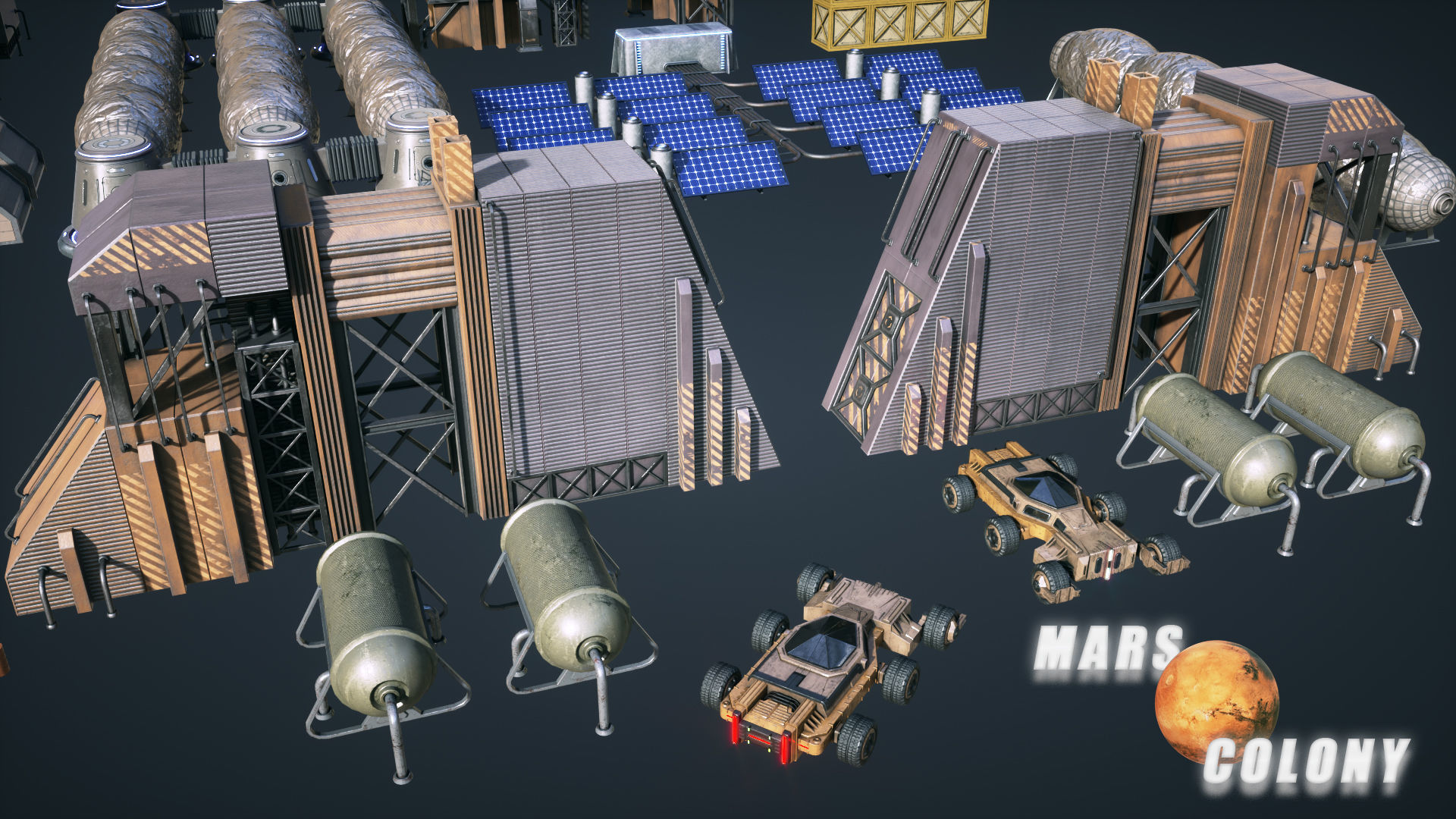 Mars Colony KitBash Pack Low-poly 3D model_3