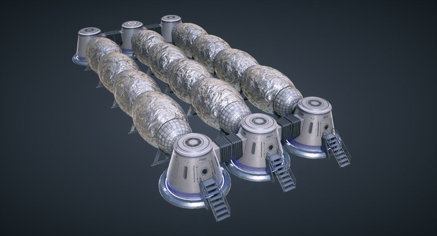 Mars Colony KitBash Pack Low-poly 3D model_12