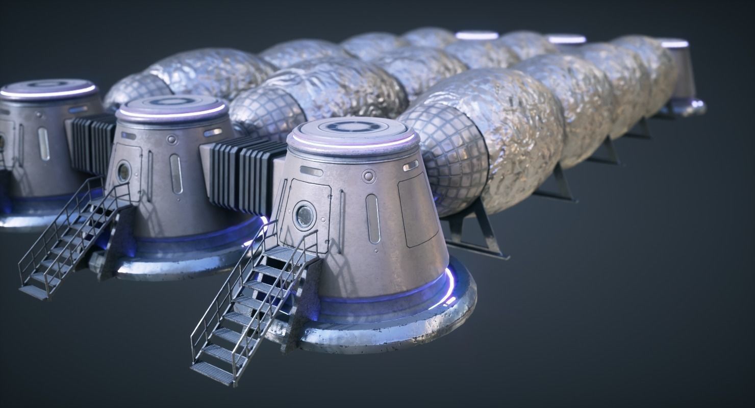 Mars Colony KitBash Pack Low-poly 3D model_13