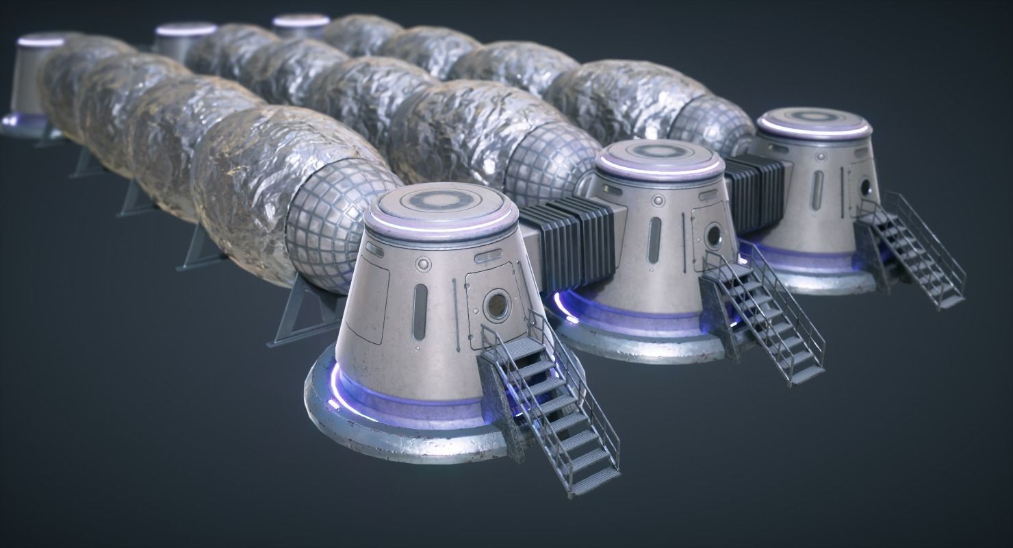 Mars Colony KitBash Pack Low-poly 3D model_15