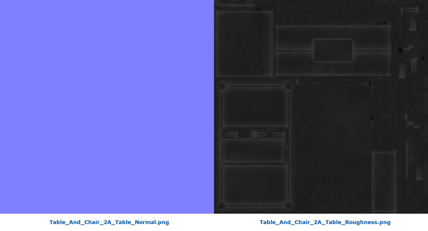 Table And Chair 2A Low-poly 3D model_11