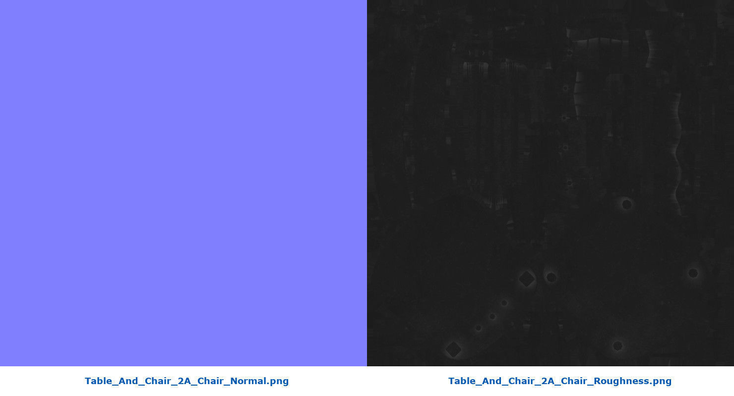 Table And Chair 2A Low-poly 3D model_8