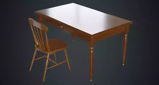 Table And Chair 2A Low-poly 3D model