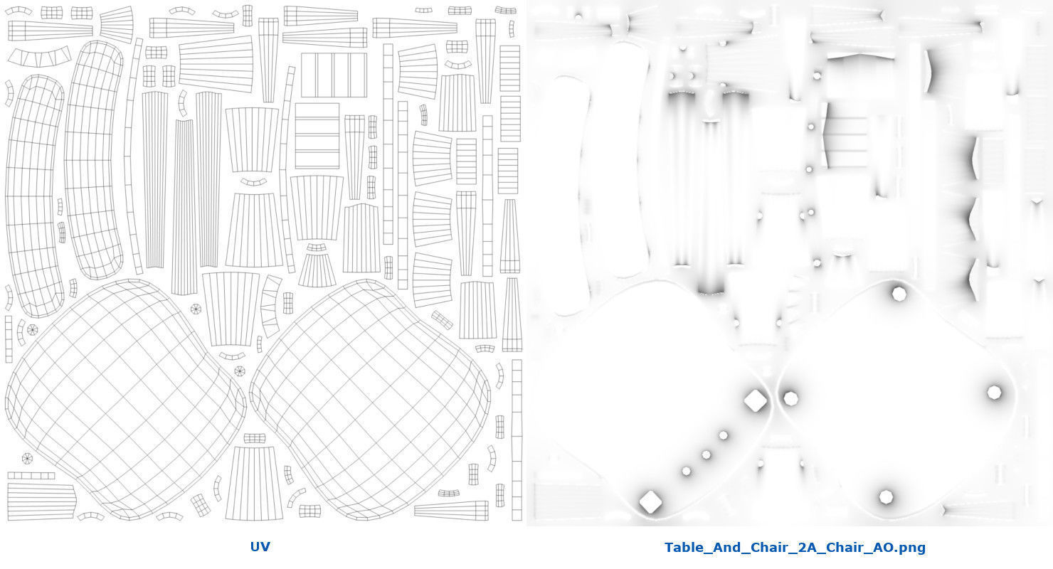 Table And Chair 2A Low-poly 3D model_6
