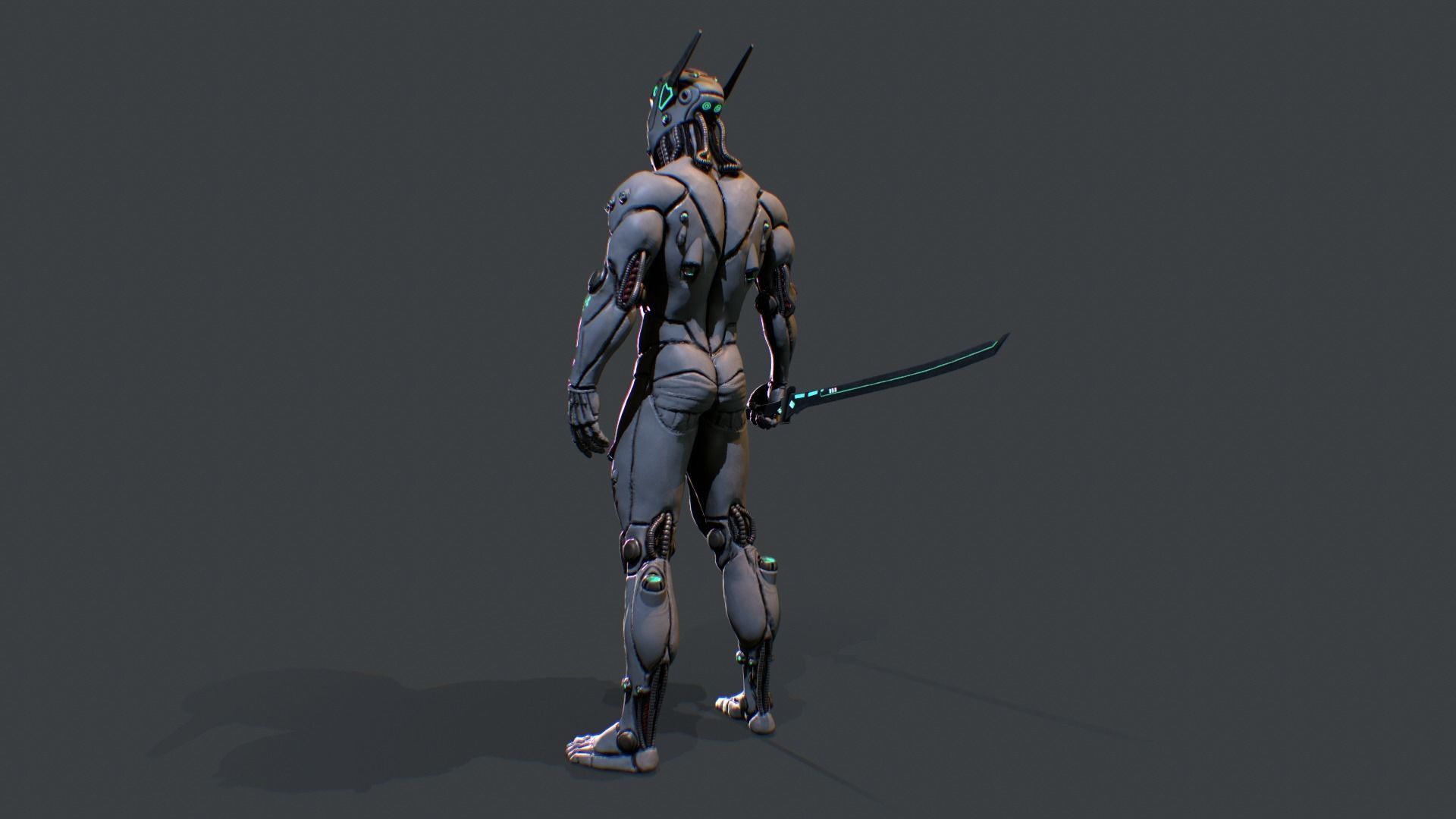 Cyber assassin Low-poly 3D model_3