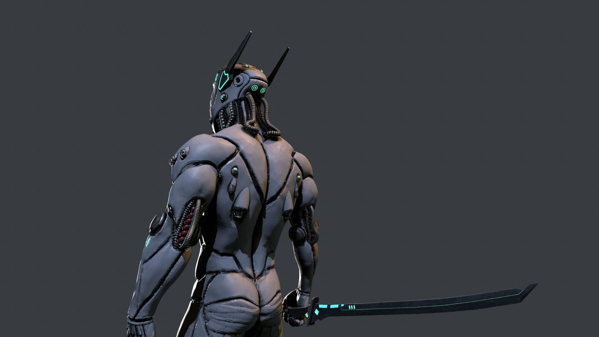 Cyber assassin Low-poly 3D model_9