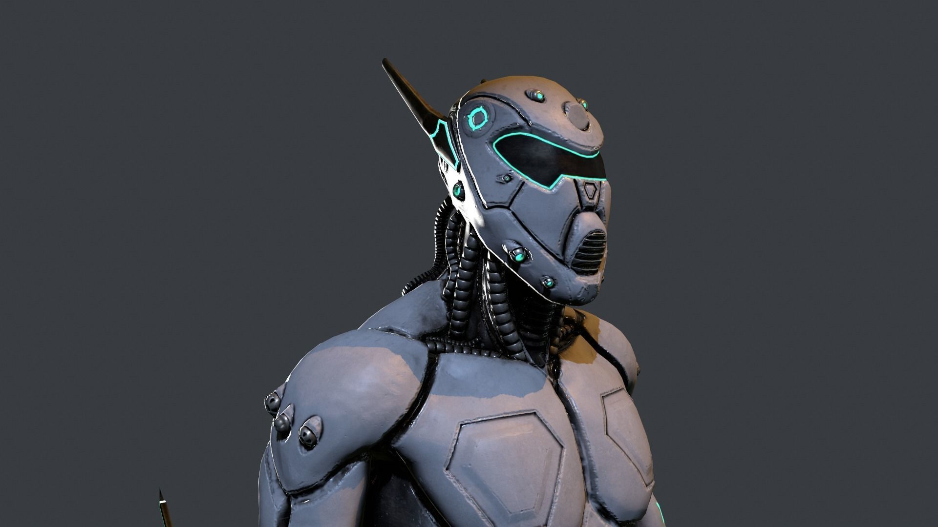 Cyber assassin Low-poly 3D model_6