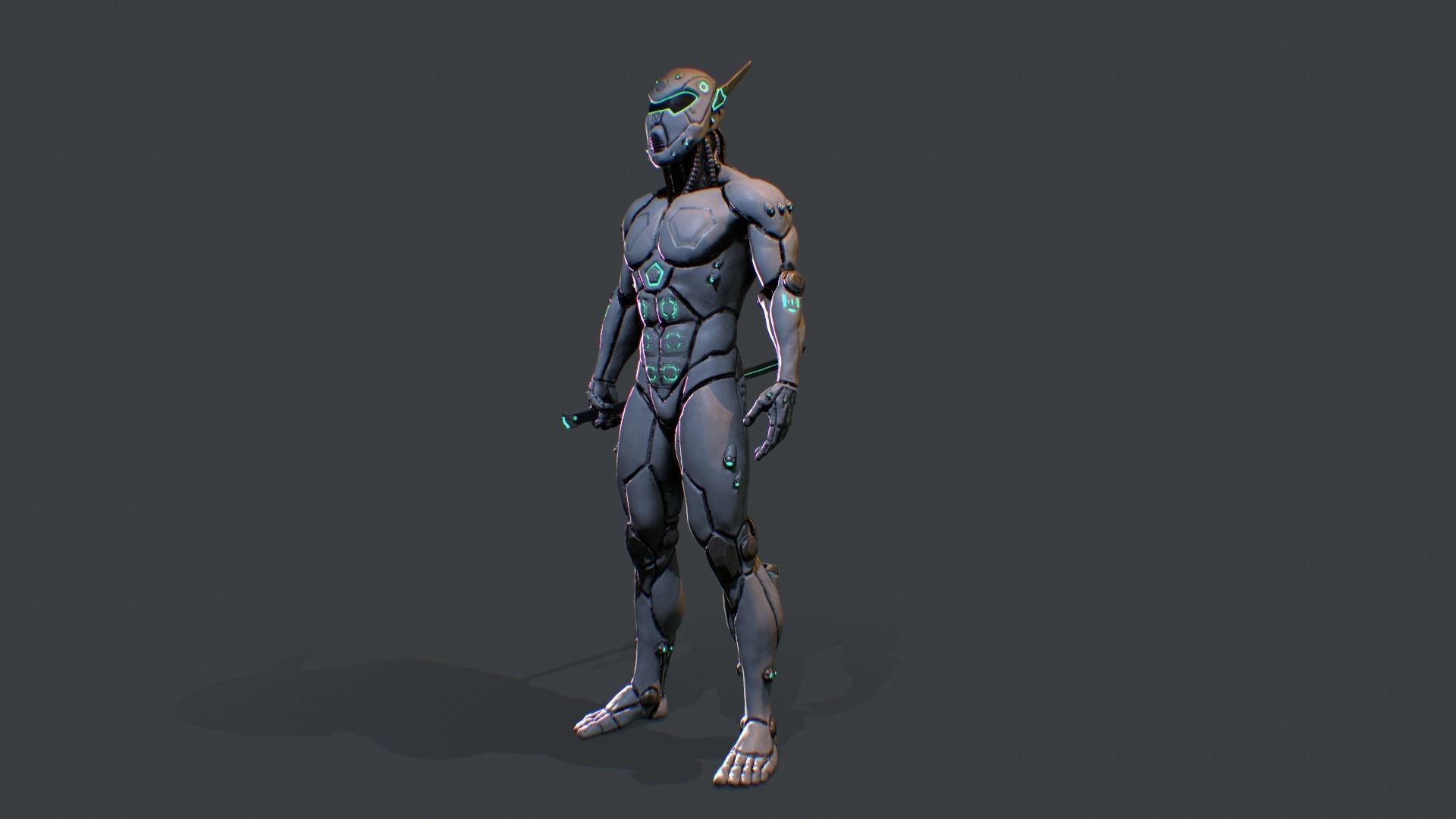 Cyber assassin Low-poly 3D model_4