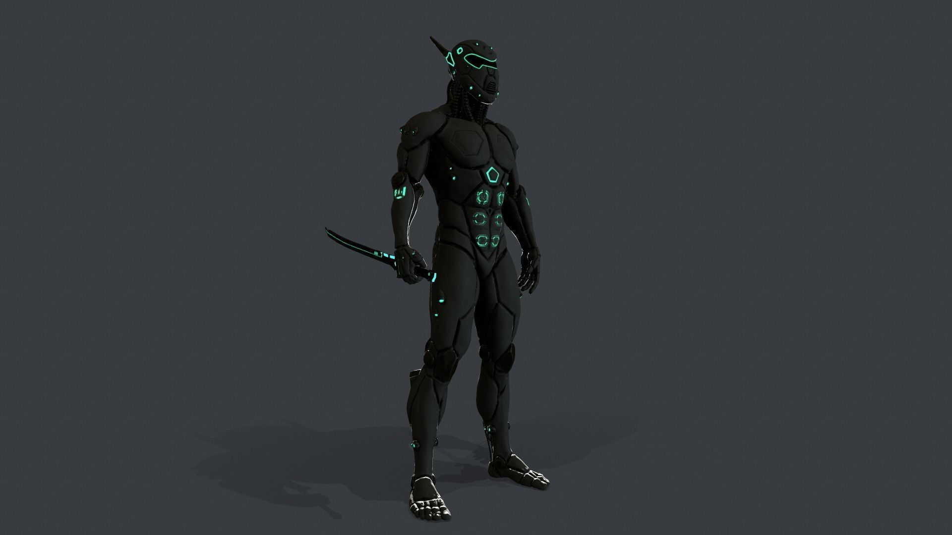 Cyber assassin Low-poly 3D model_7