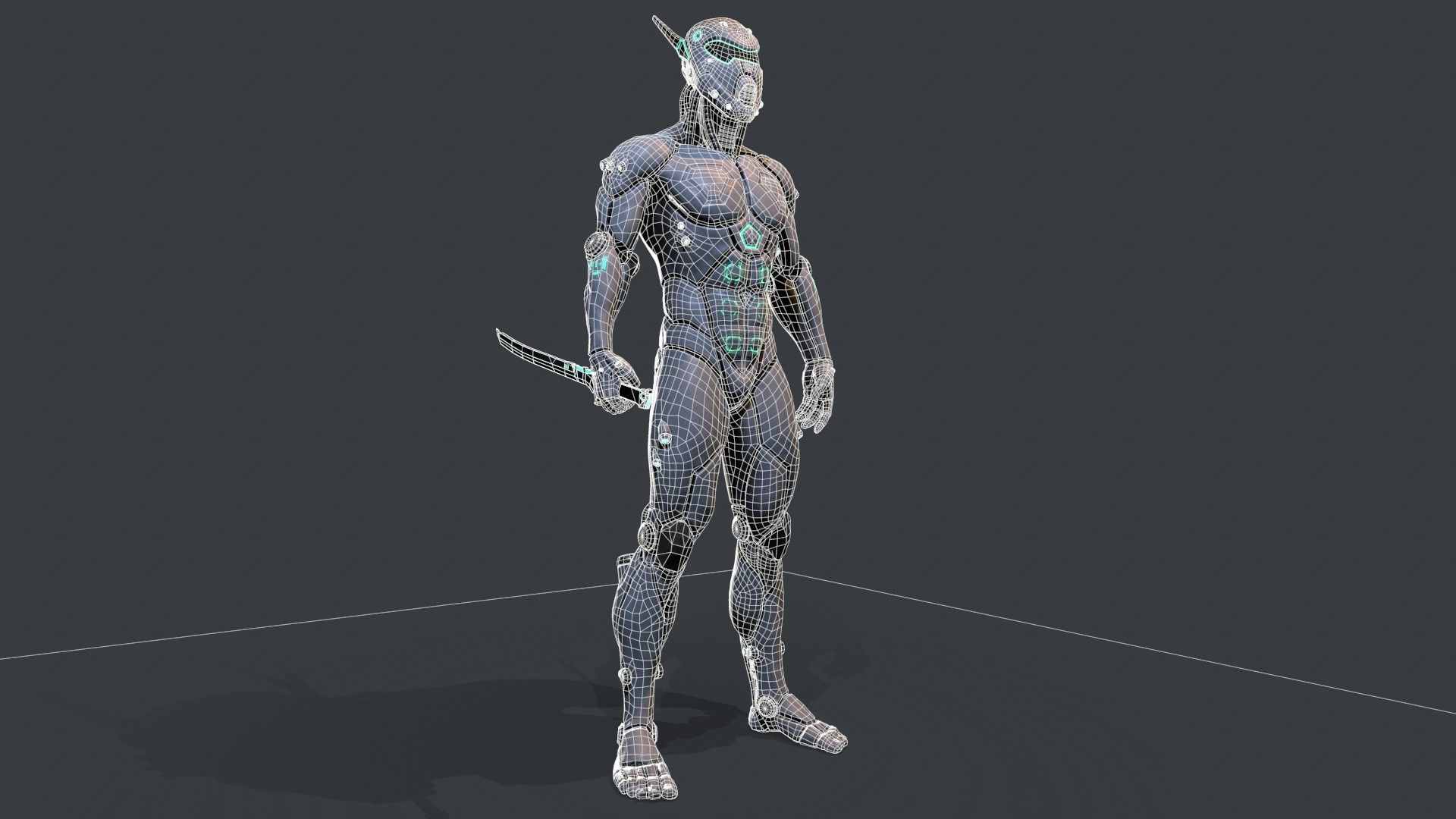 Cyber assassin Low-poly 3D model_10