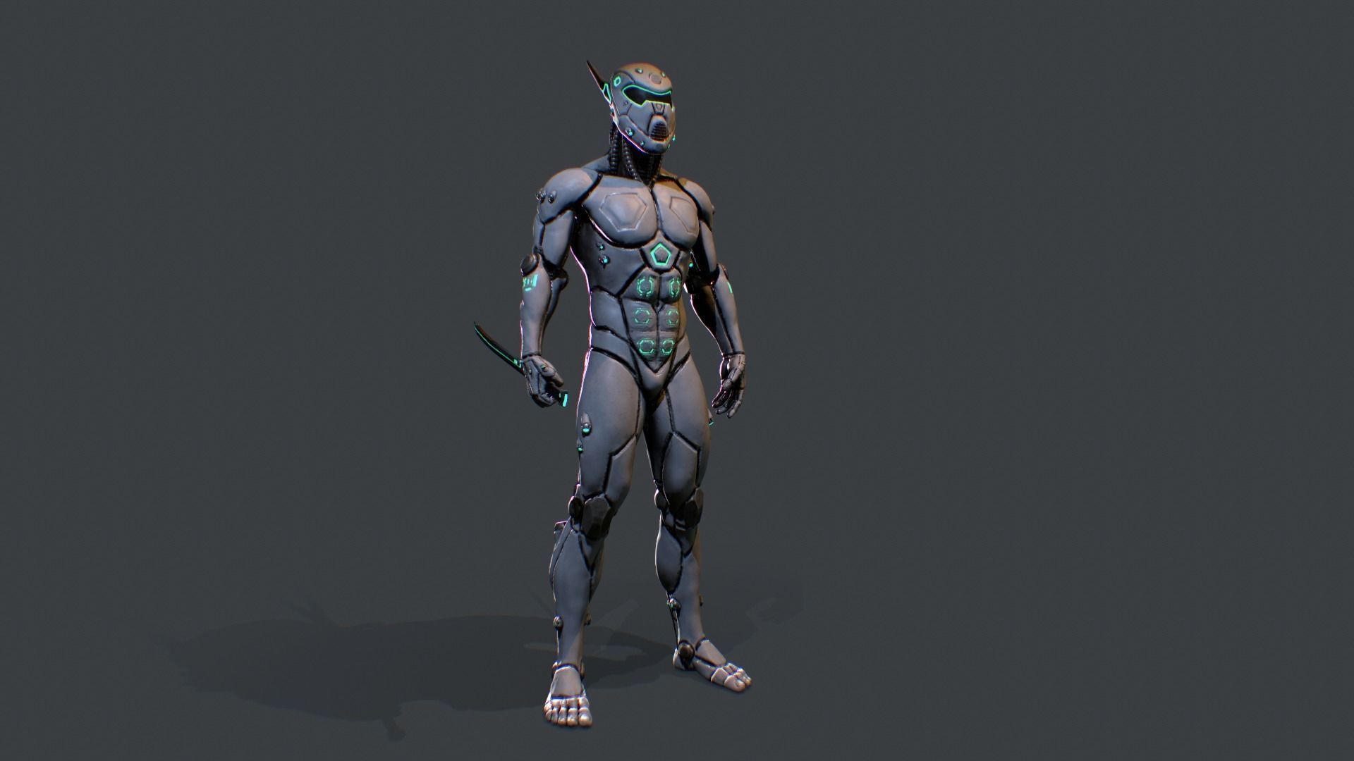Cyber assassin Low-poly 3D model_0