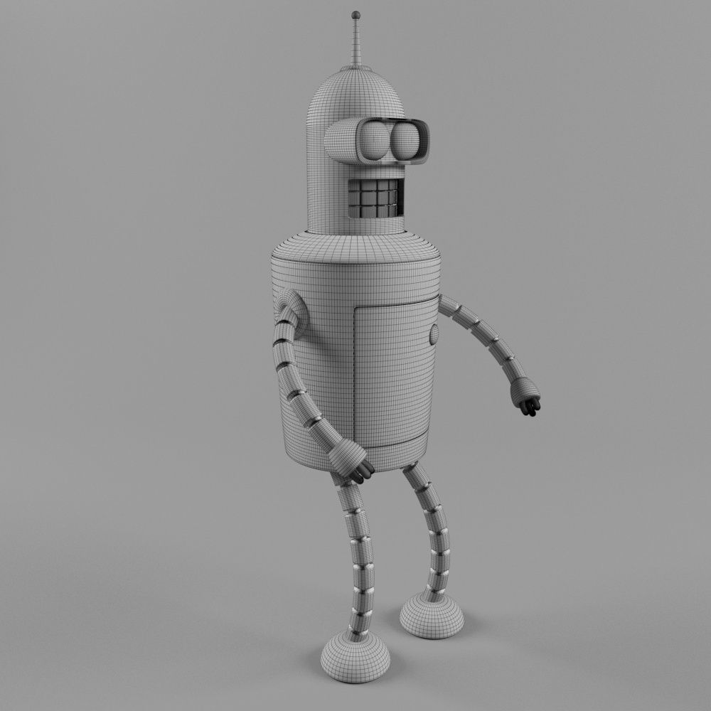 Bender silver robot Free 3D model_3