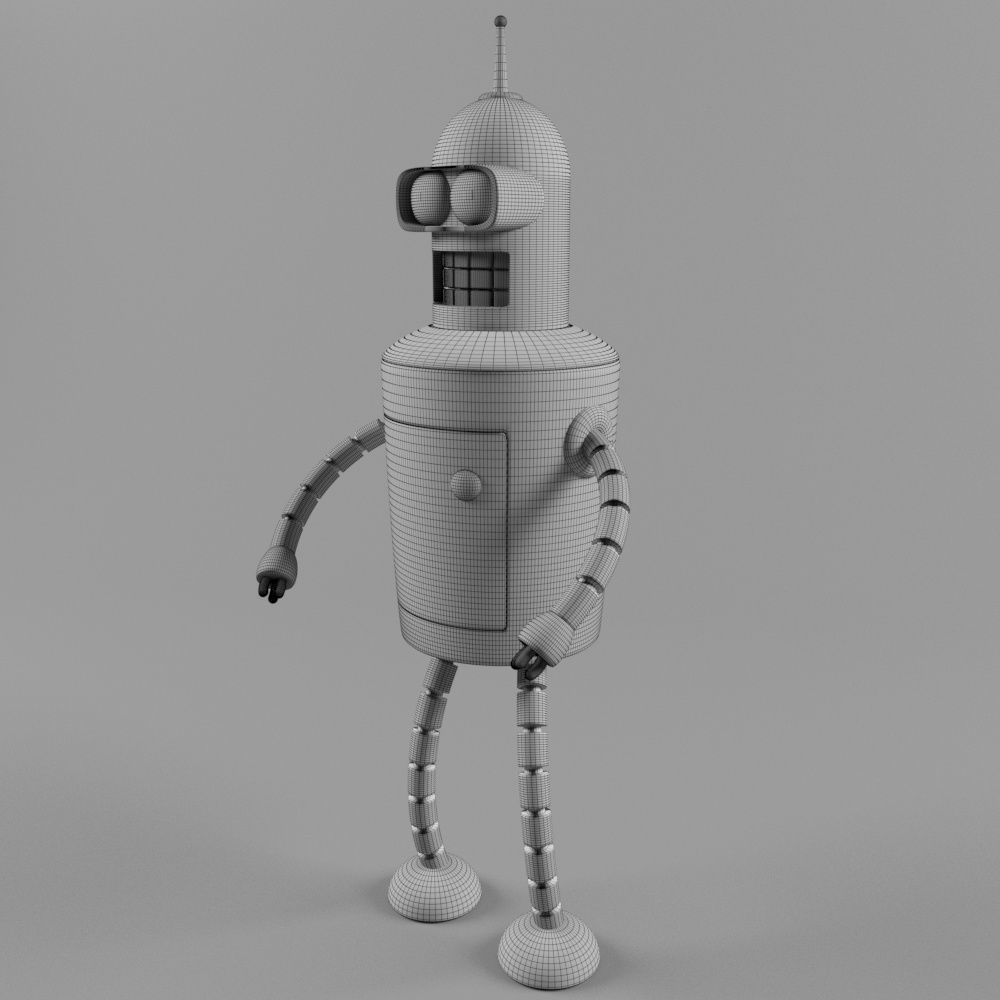 Bender silver robot Free 3D model_2