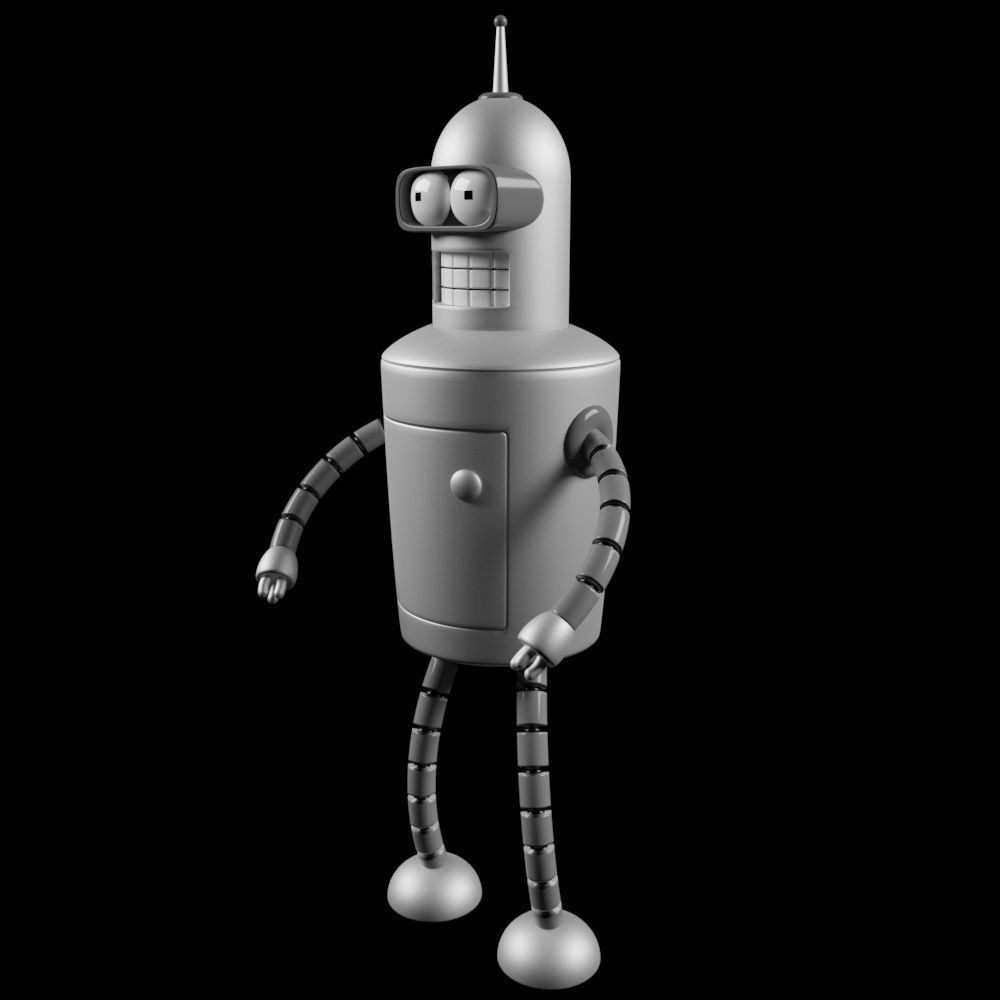 Bender silver robot Free 3D model_1