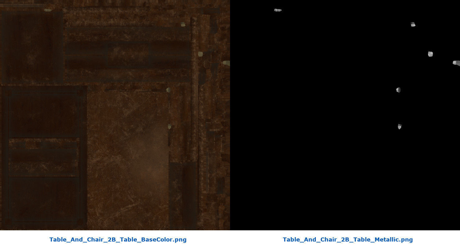 Table And Chair 2B Low-poly 3D model_10