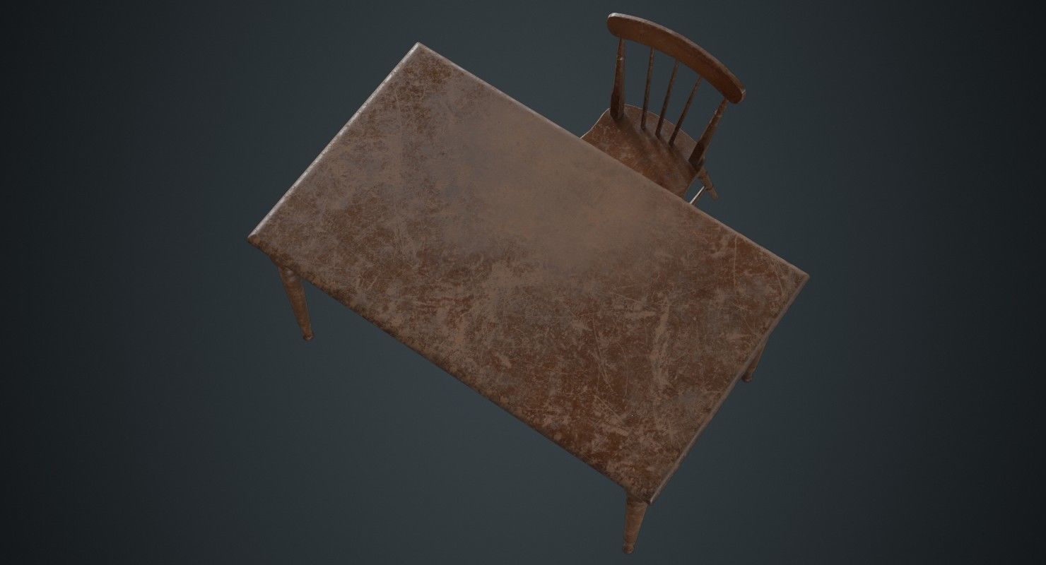 Table And Chair 2B Low-poly 3D model_2