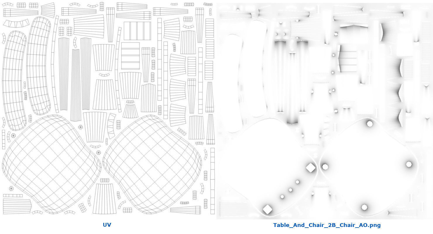 Table And Chair 2B Low-poly 3D model_6