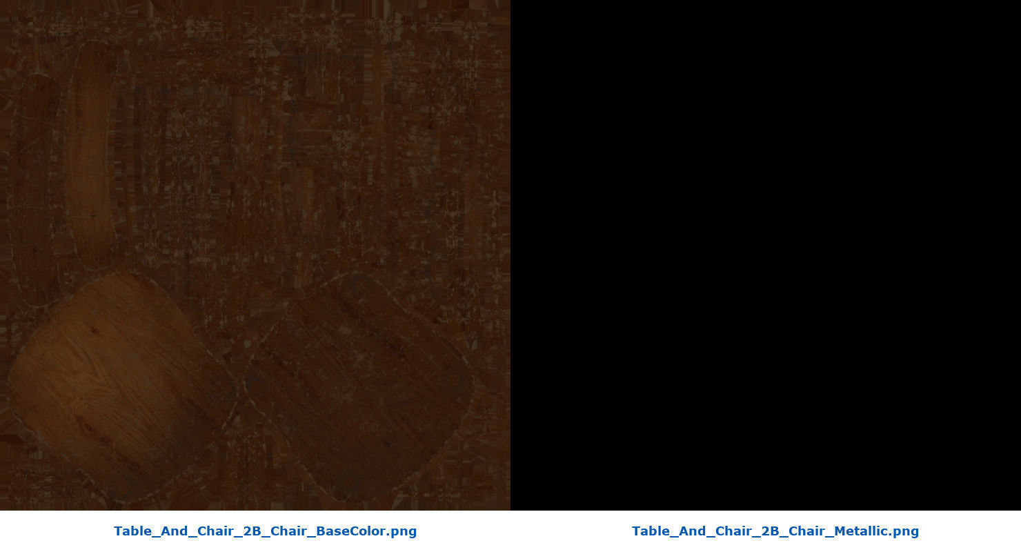 Table And Chair 2B Low-poly 3D model_7