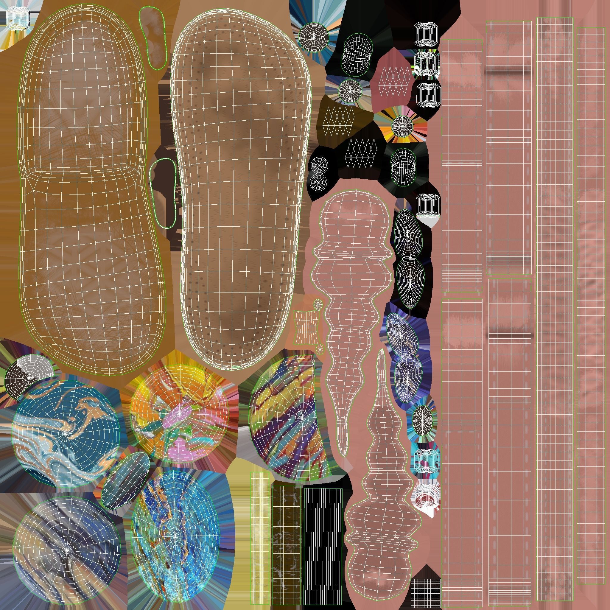 Wooden Sunbed with Table Low-poly 3D model_13