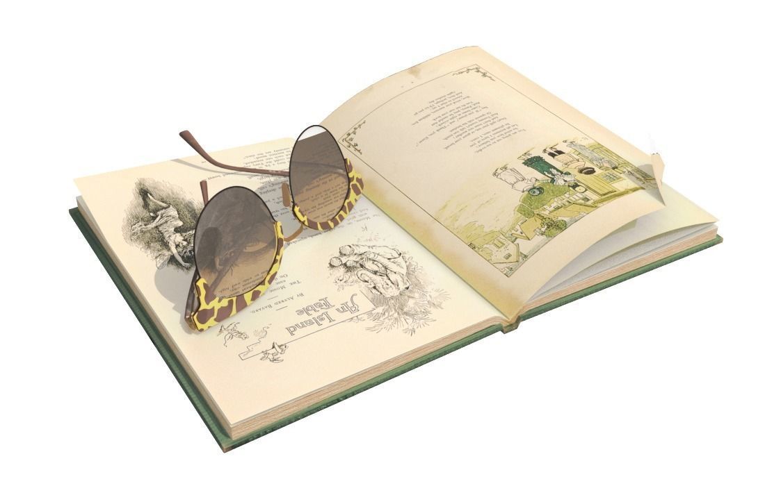 Wooden Sunbed with Table Low-poly 3D model_4