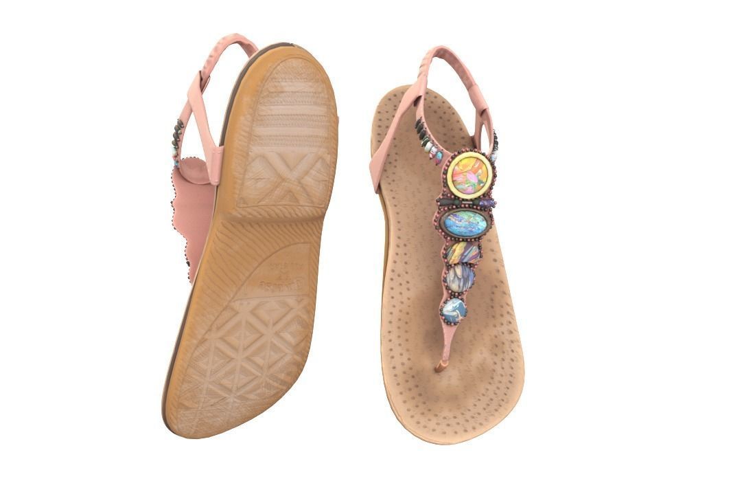 Wooden Sunbed with Table Low-poly 3D model_6