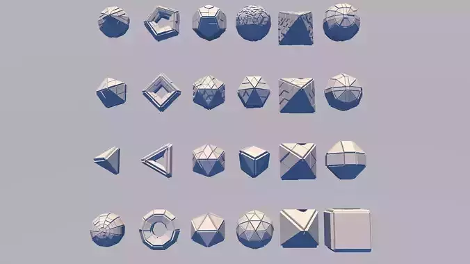 Sci Fi Set Object 24 Pieces - Pyramid Sphere Torus 2019 Low Poly 3D model
