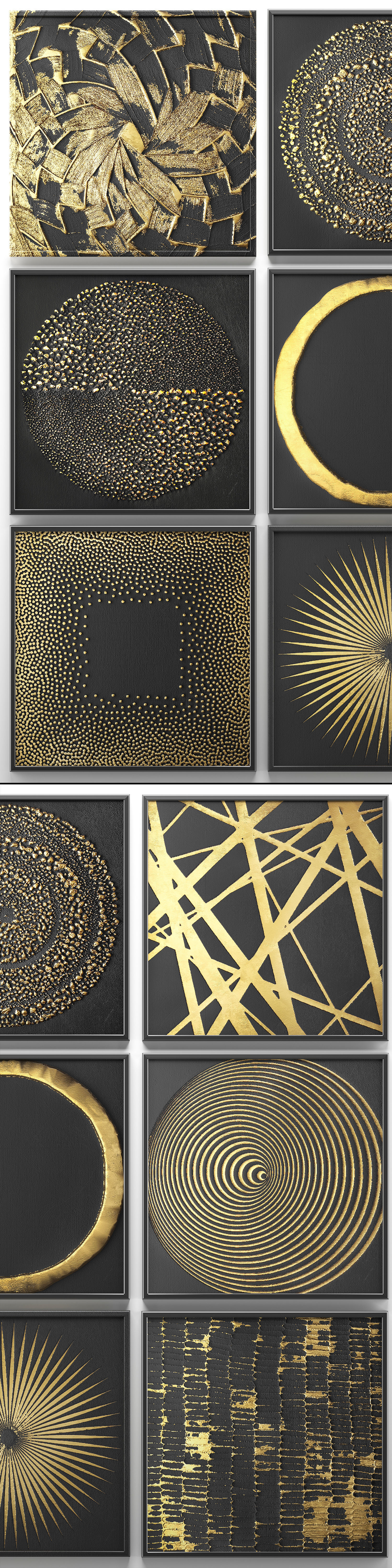 Collection of paintings with gold for walls 2 3D model_10