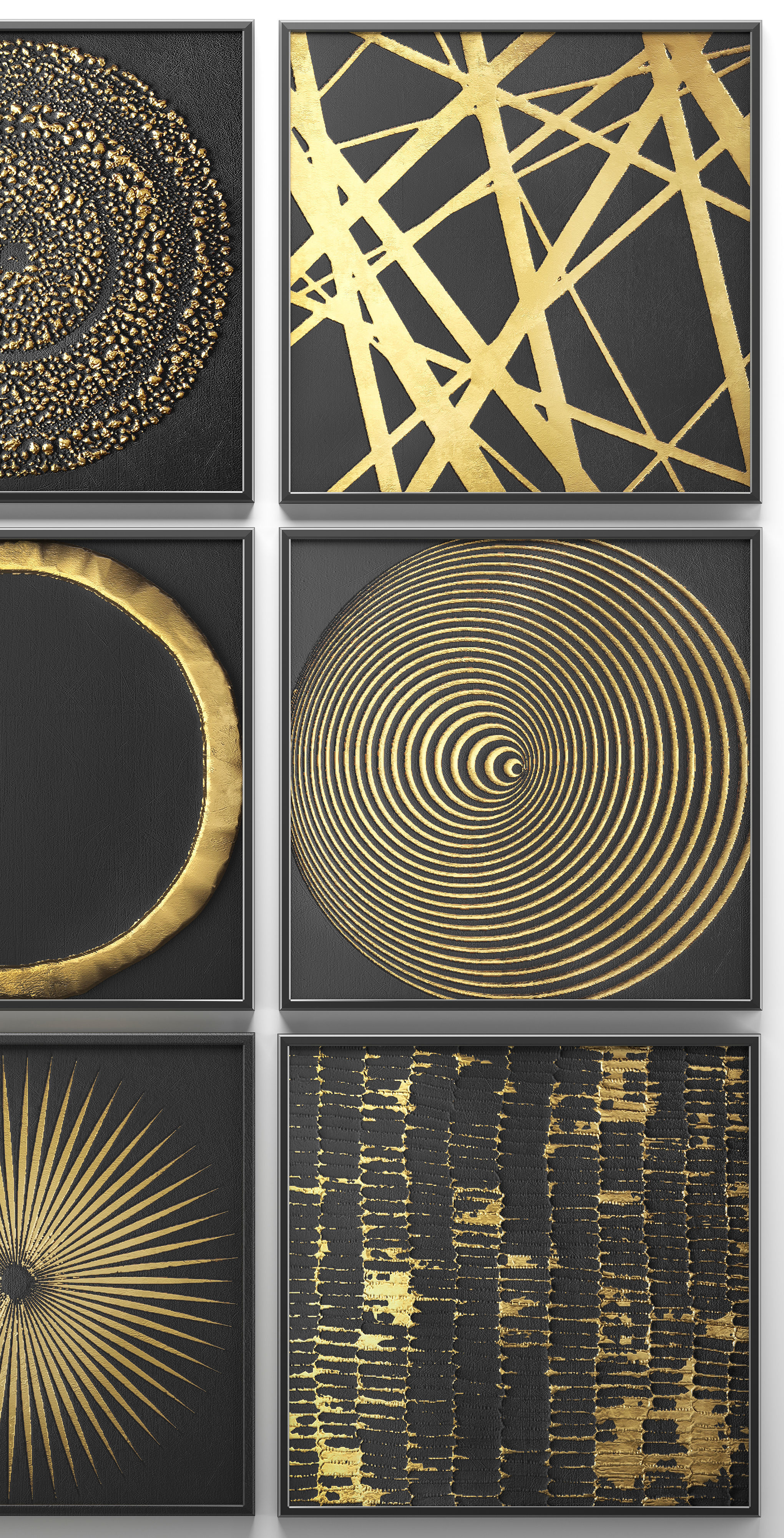 Collection of paintings with gold for walls 2 3D model_6