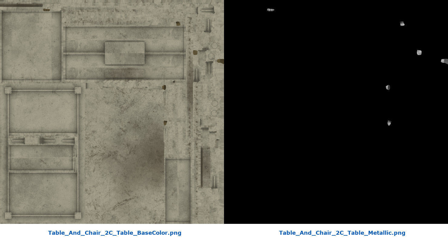 Table And Chair 2C Low-poly 3D model_10