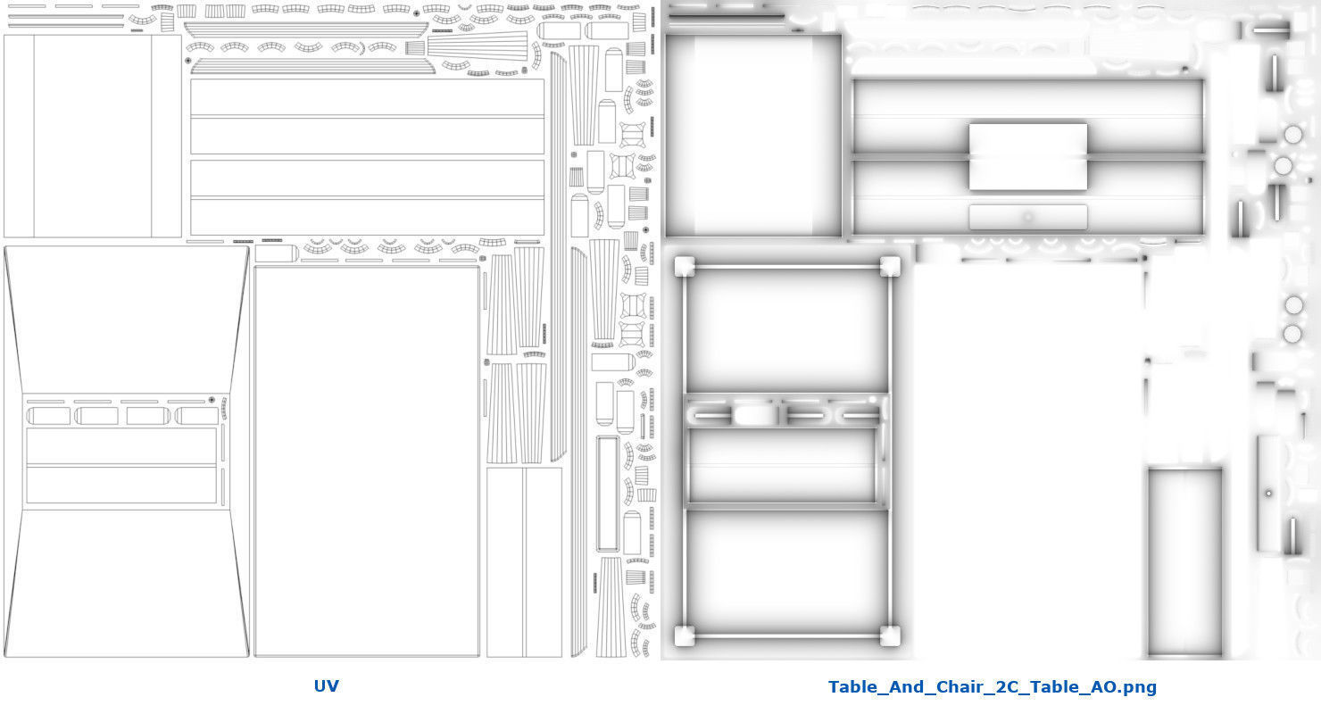 Table And Chair 2C Low-poly 3D model_9