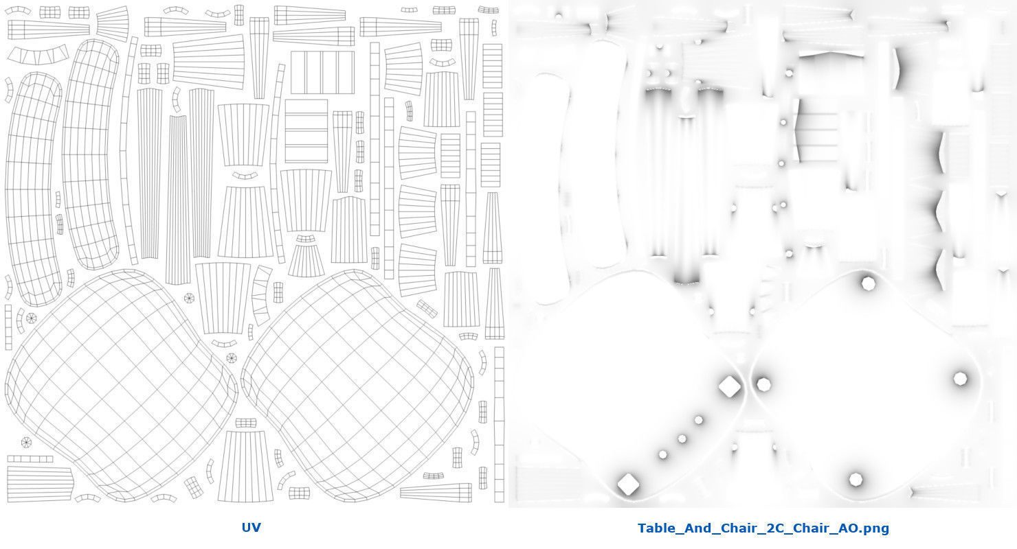 Table And Chair 2C Low-poly 3D model_6