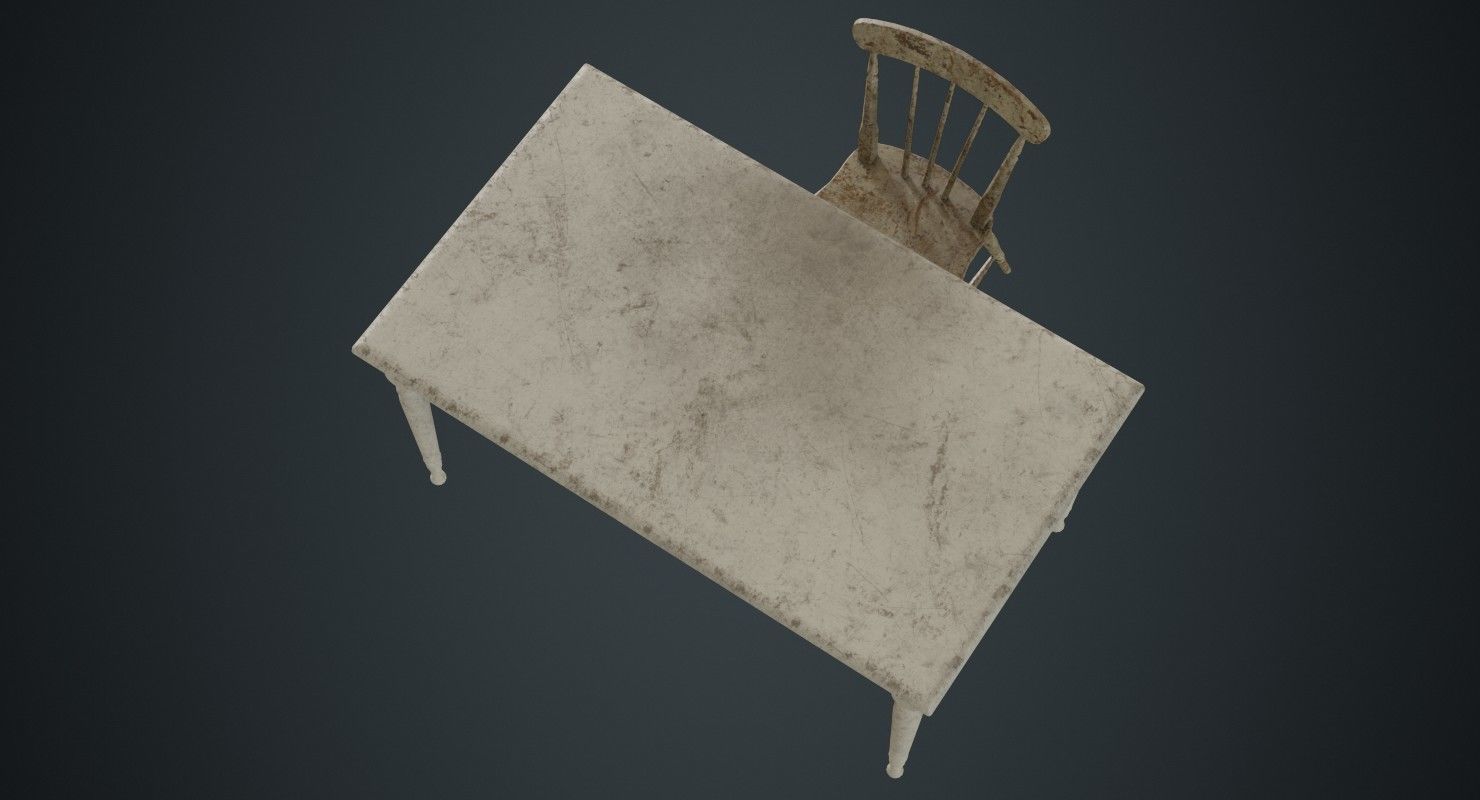 Table And Chair 2C Low-poly 3D model_2