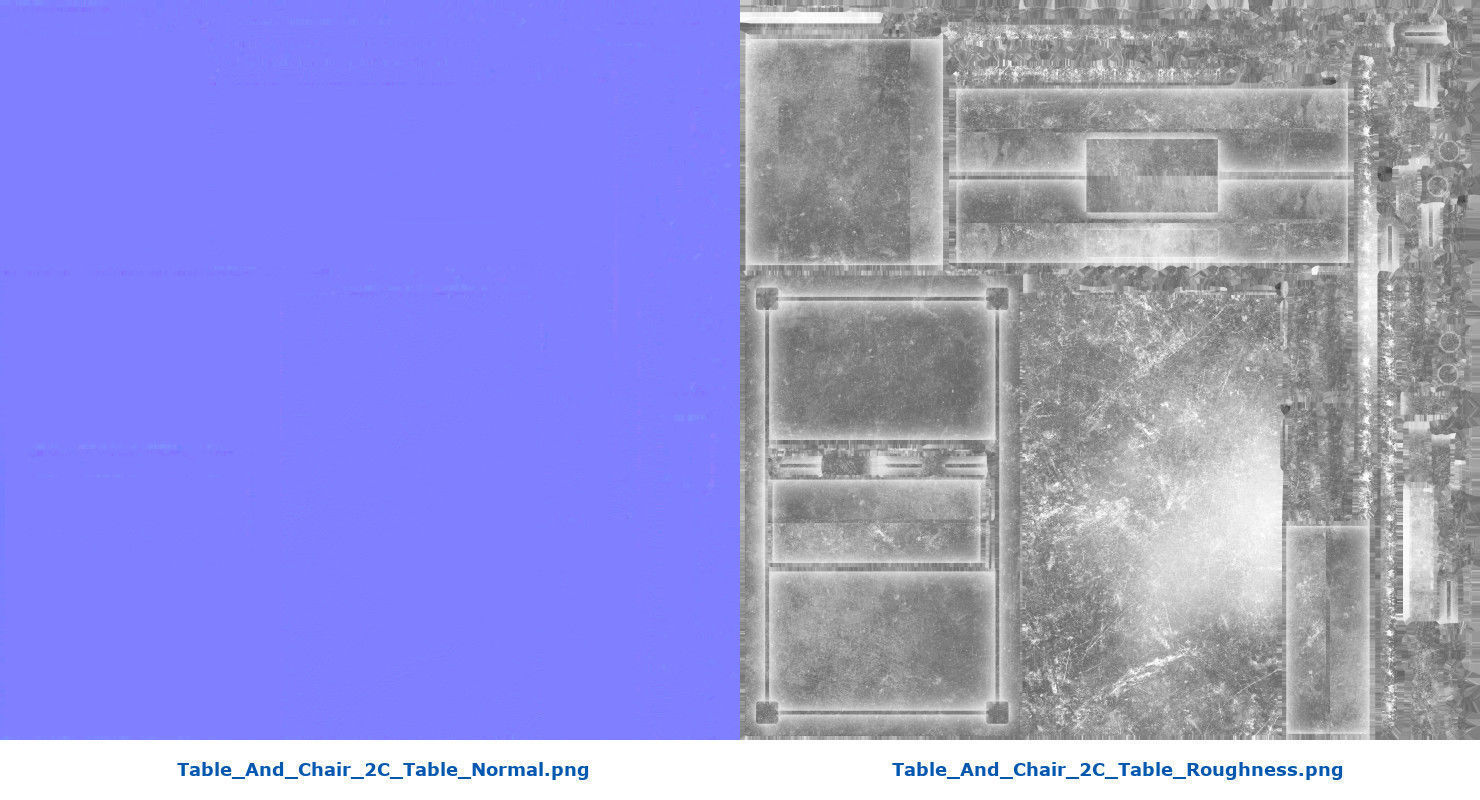 Table And Chair 2C Low-poly 3D model_11