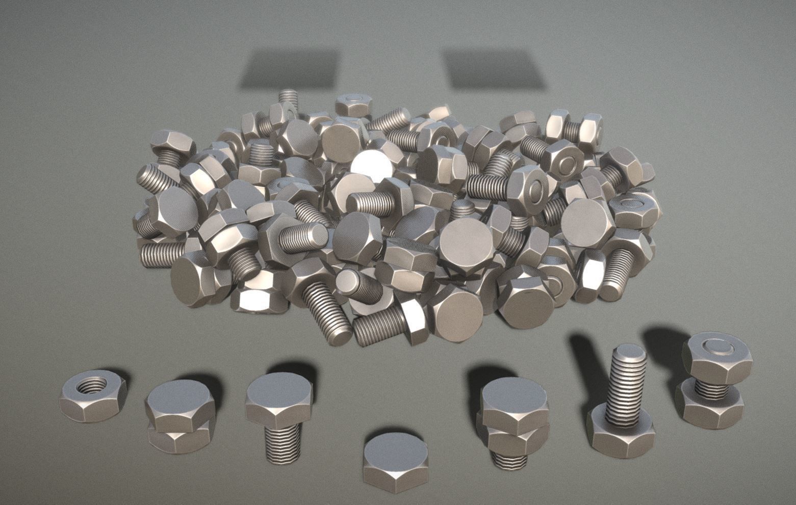 Low-Poly Nut and Bolt Components 3D Model Collection_9