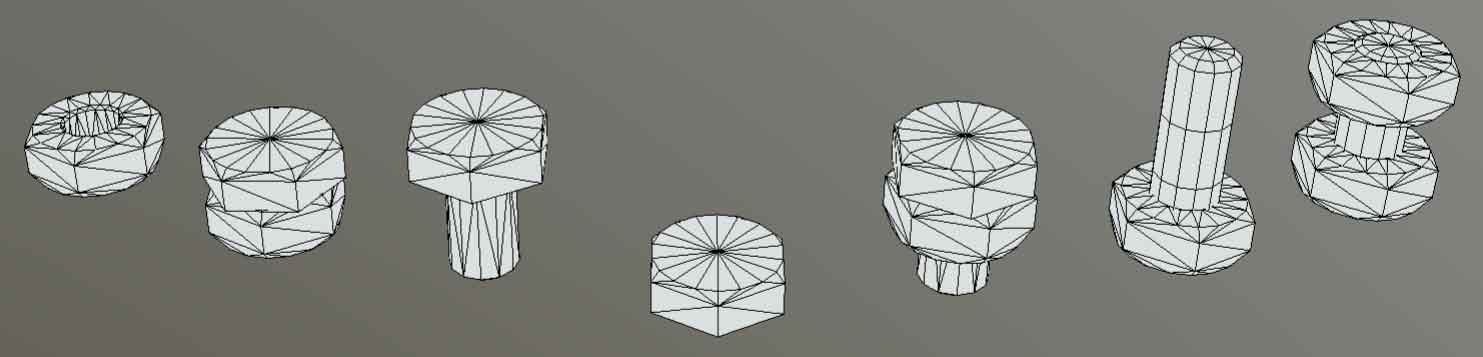 Low-Poly Nut and Bolt Components 3D Model Collection_17