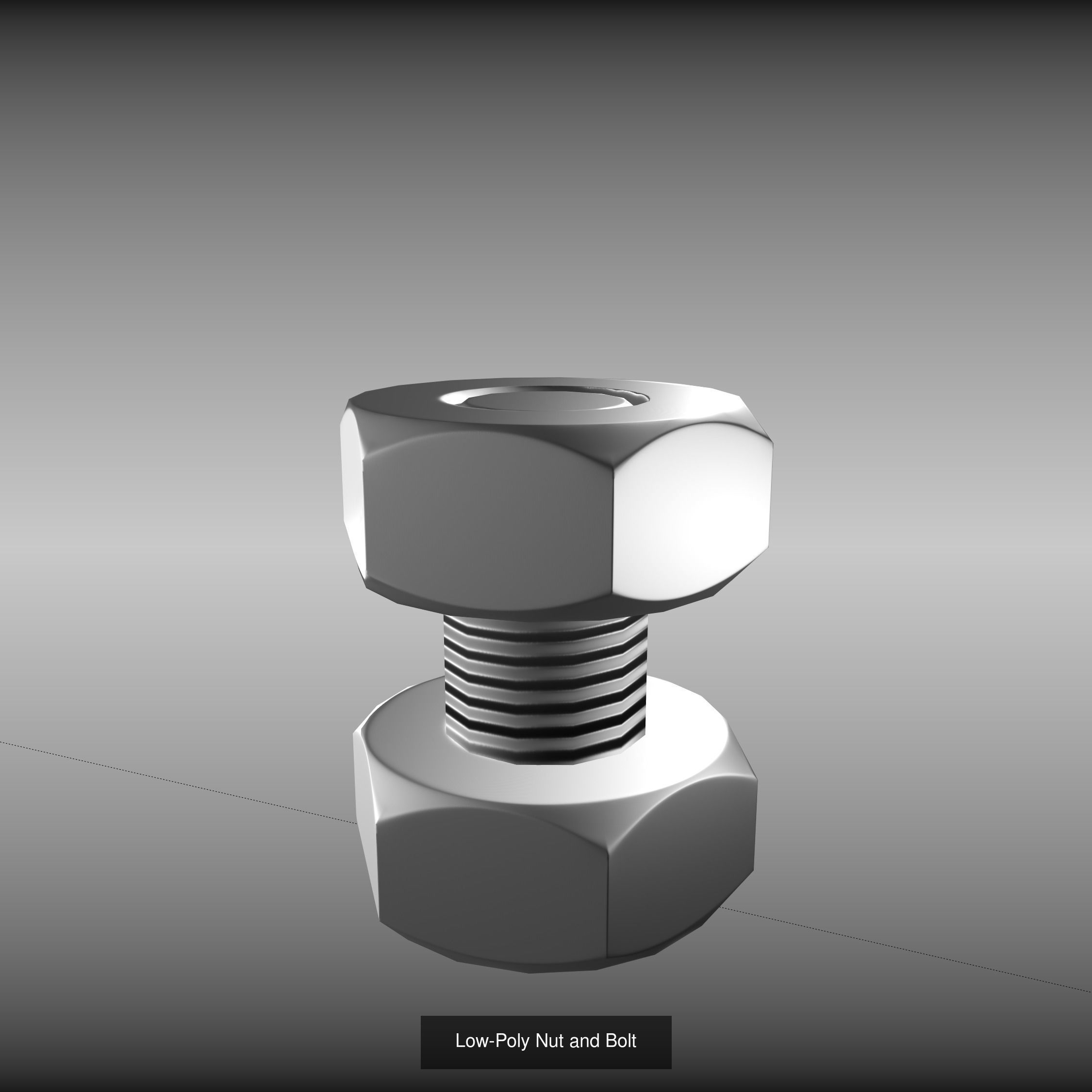 Low-Poly Nut and Bolt Components 3D Model Collection_16