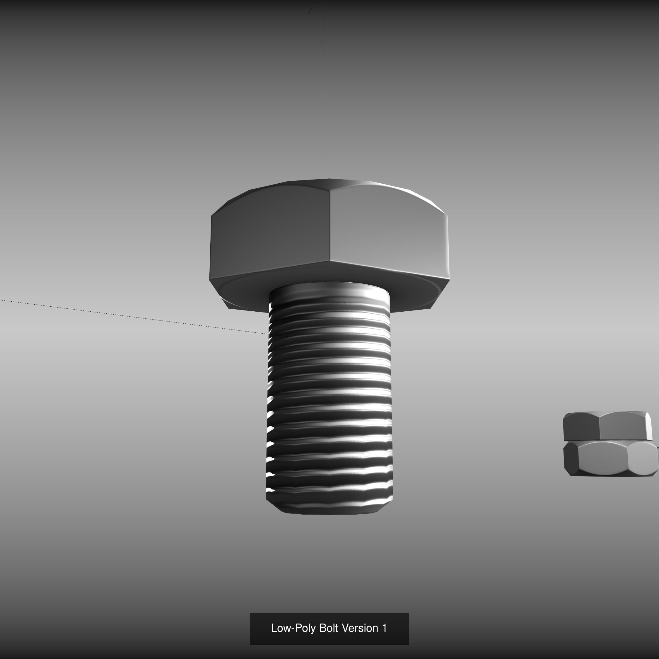 Low-Poly Nut and Bolt Components 3D Model Collection_12