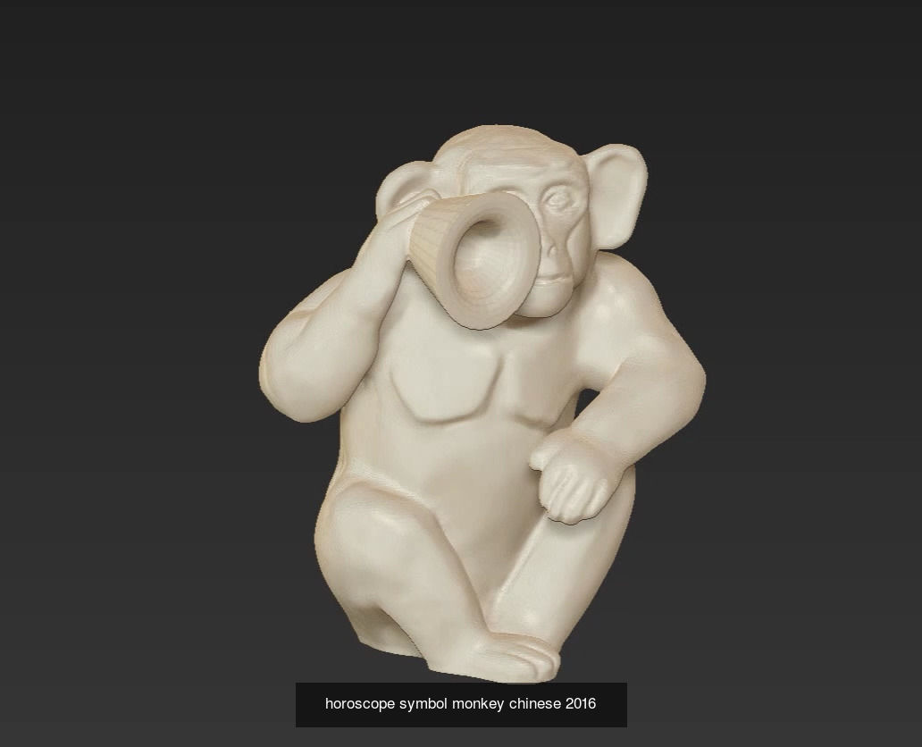 horoscope symbol blind deaf silent monkey chinese see hear say 3D Model Collection_1