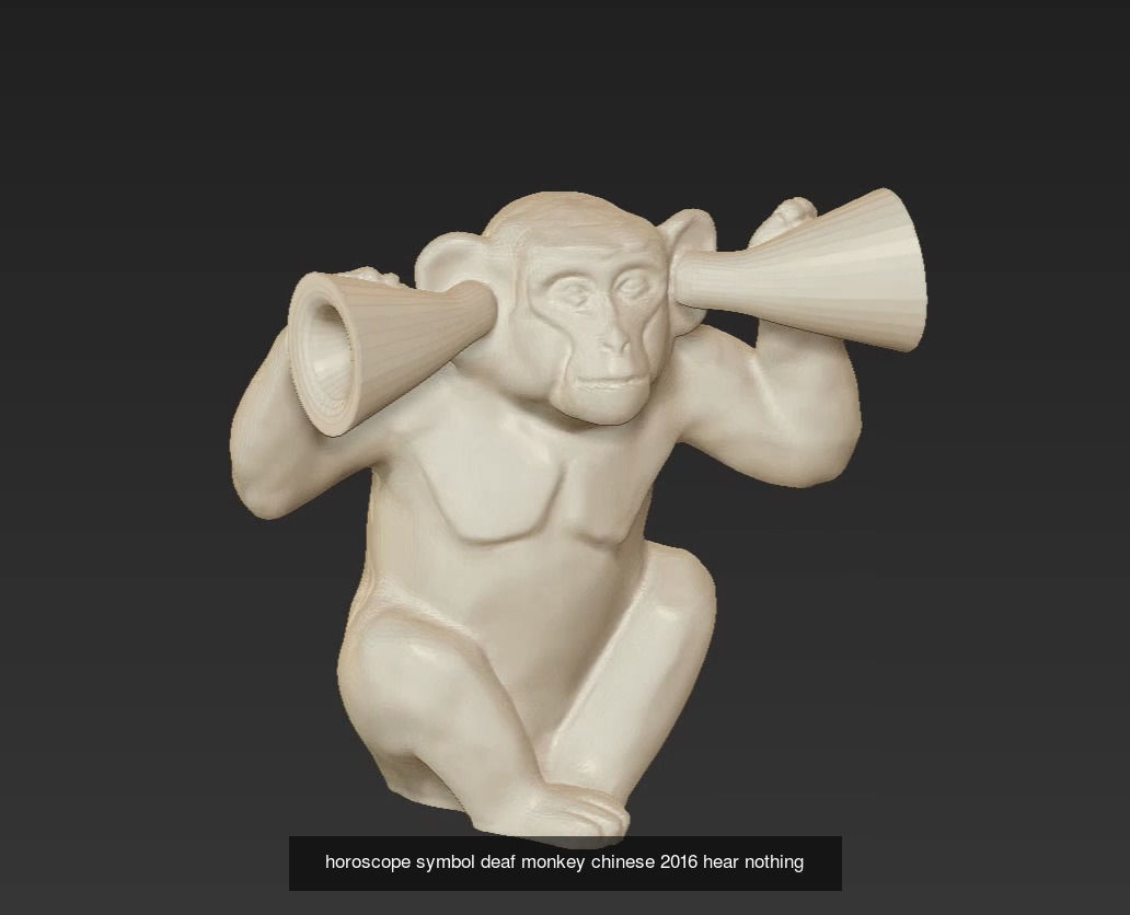 horoscope symbol blind deaf silent monkey chinese see hear say 3D Model Collection_3