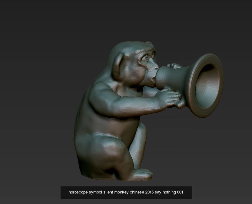 horoscope symbol blind deaf silent monkey chinese see hear say 3D Model Collection_6