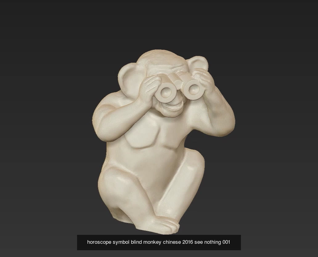 horoscope symbol blind deaf silent monkey chinese see hear say 3D Model Collection_5