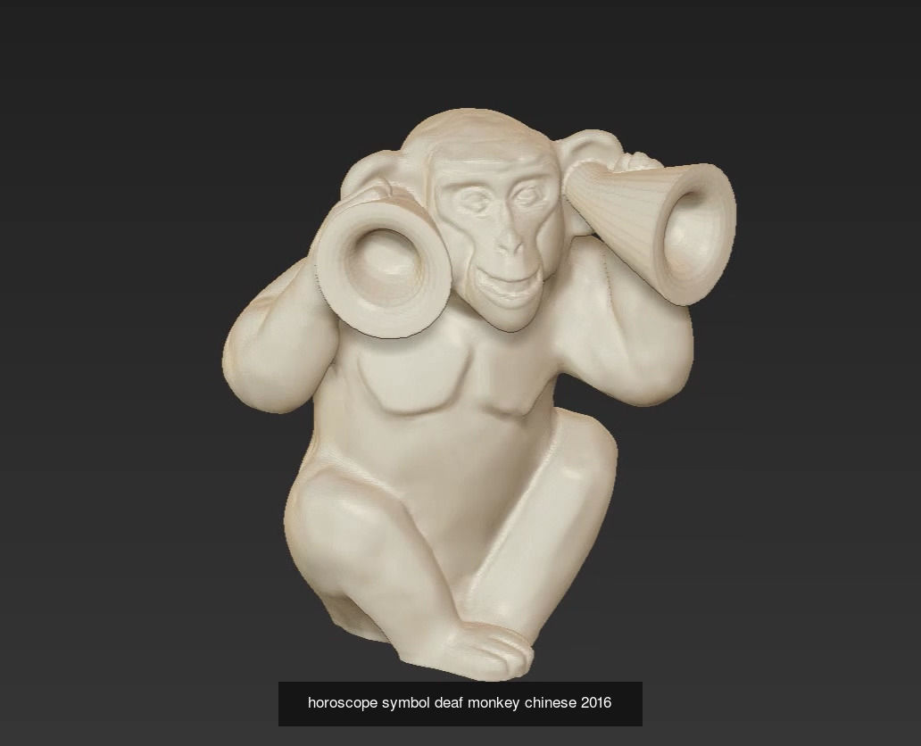 horoscope symbol blind deaf silent monkey chinese see hear say 3D Model Collection_2